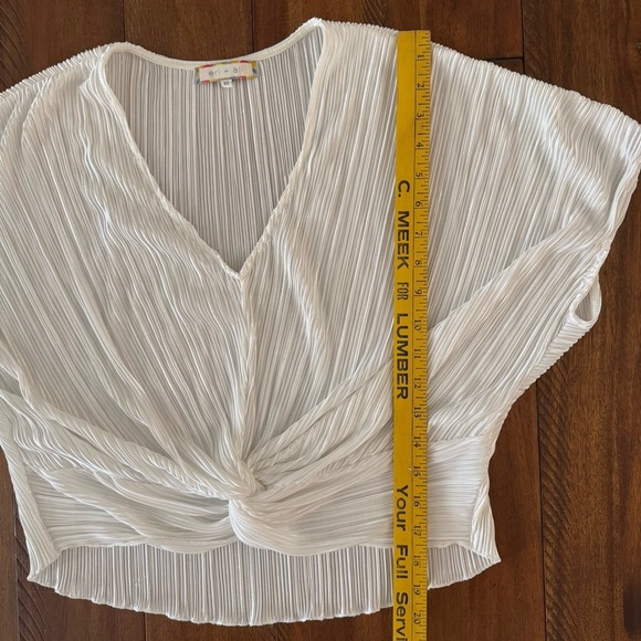 Eri + Ali Anthropologie White Pleated Twist Knot Waist XS Blouse - Picture 2 of 9